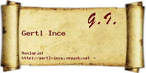 Gertl Ince névjegykártya